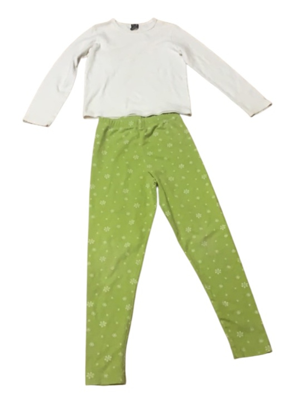 Y2K Gap snowflake leggings green & white top embellished pearls girls size M 7 8